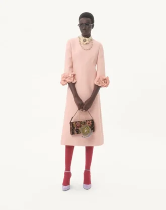 Robe midi en crêpe couture