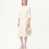 Robe midi en crêpe couture