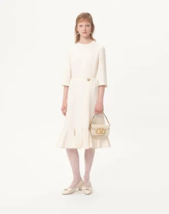 Robe midi en crêpe couture