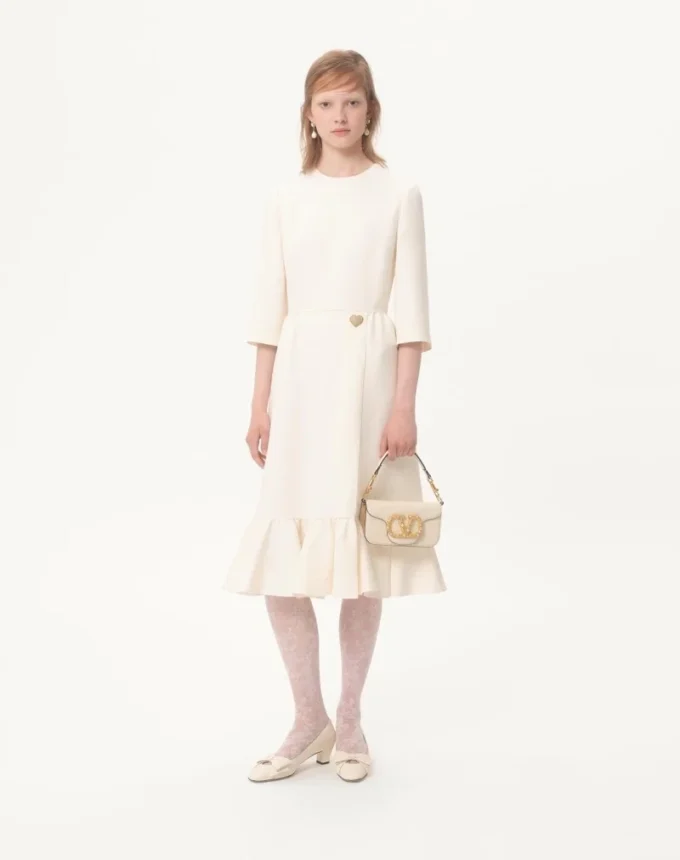 Robe midi en crêpe couture