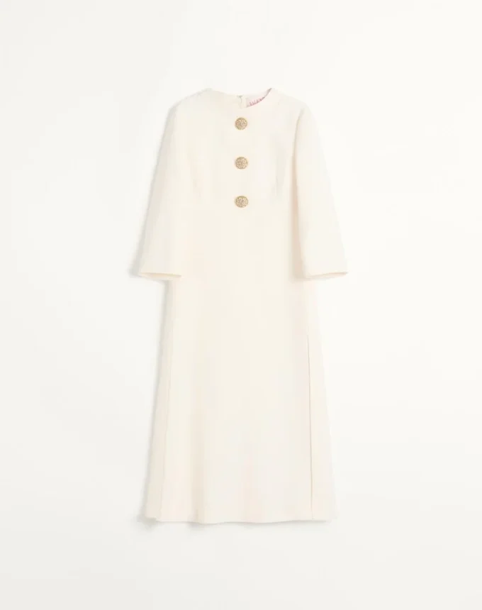 Robe midi en crêpe couture
