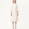 Robe midi en crêpe couture