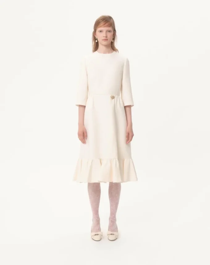 Robe midi en crêpe couture