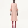 Robe midi en crêpe couture