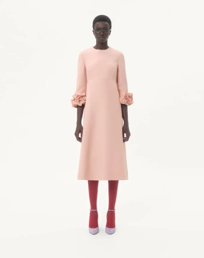 Robe midi en crêpe couture