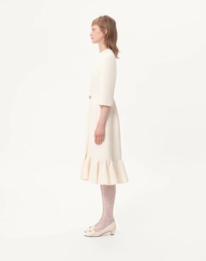 Robe midi en crêpe couture