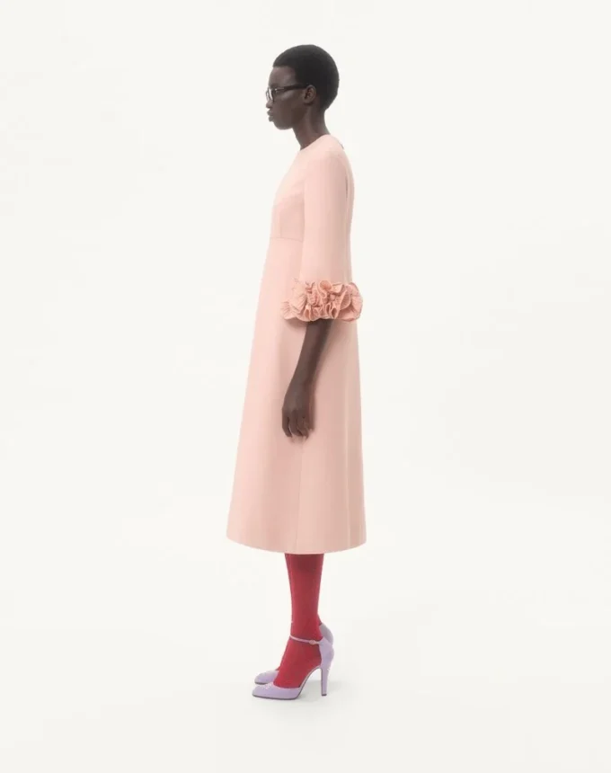 Robe midi en crêpe couture
