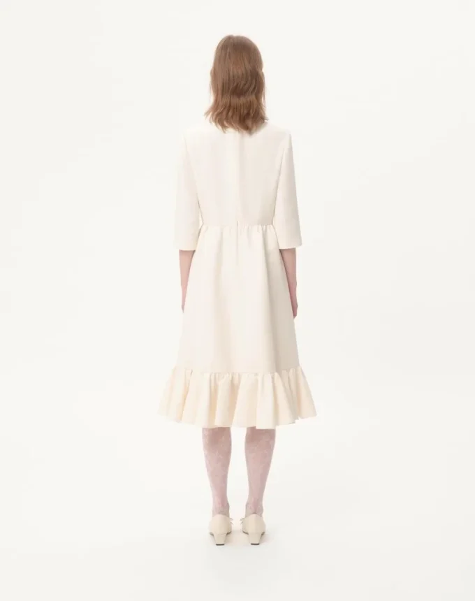 Robe midi en crêpe couture