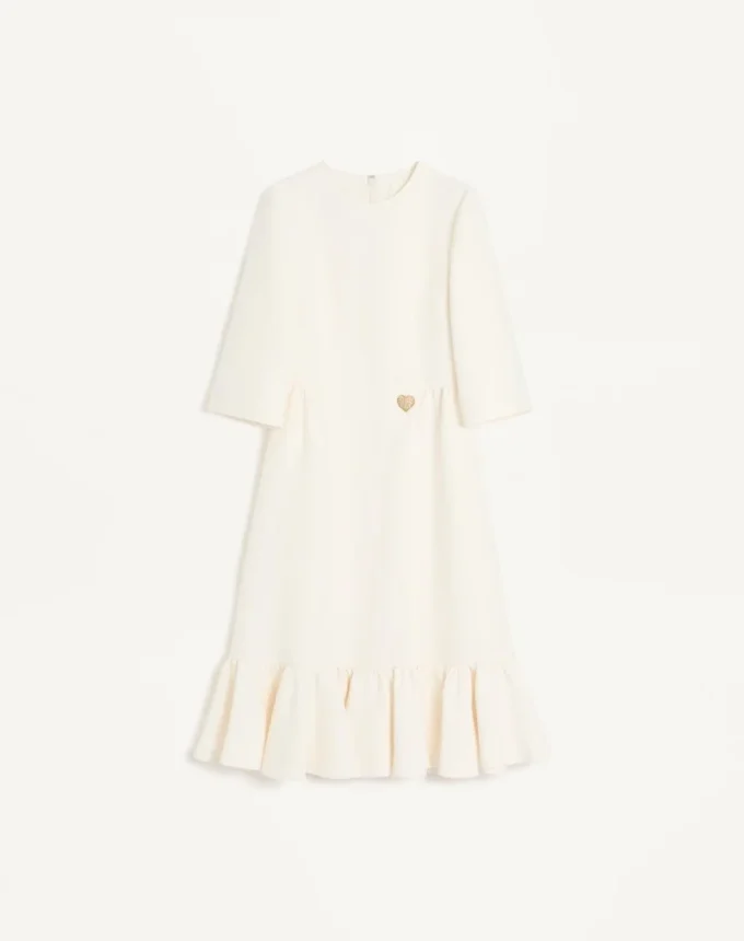 Robe midi en crêpe couture