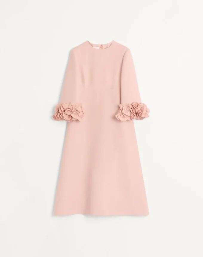 Robe midi en crêpe couture