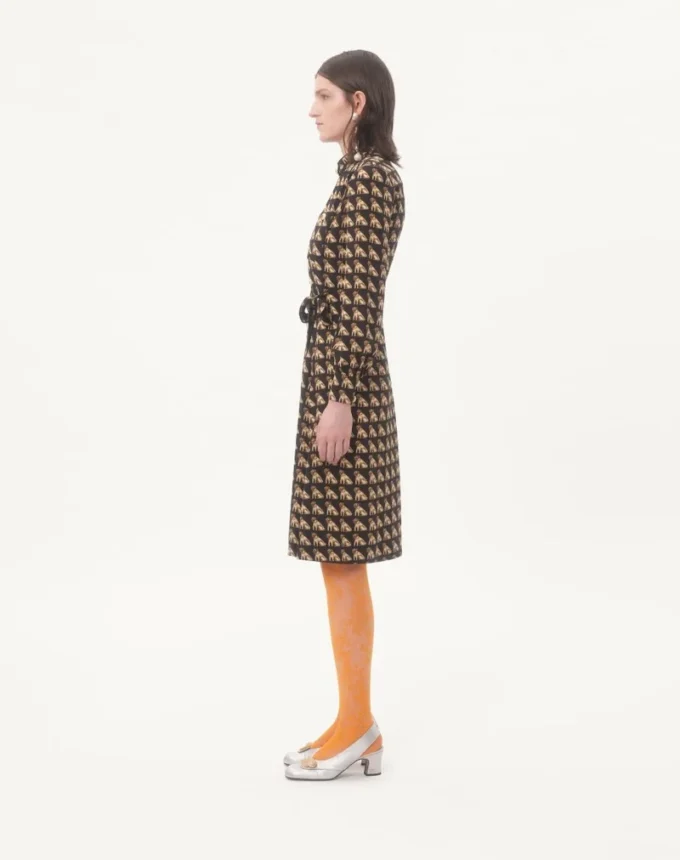 Robe midi en crêpe de Chine avec imprimé Petit Charles Robe midi en crêpe de Chine avec imprimé Petit Charles