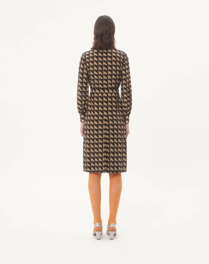 Robe midi en crêpe de Chine avec imprimé Petit Charles Robe midi en crêpe de Chine avec imprimé Petit Charles