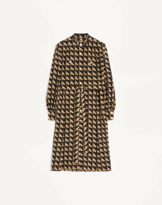 Robe midi en crêpe de Chine avec imprimé Petit Charles Robe midi en crêpe de Chine avec imprimé Petit Charles