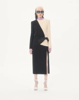 Robe midi en crêpe de laine