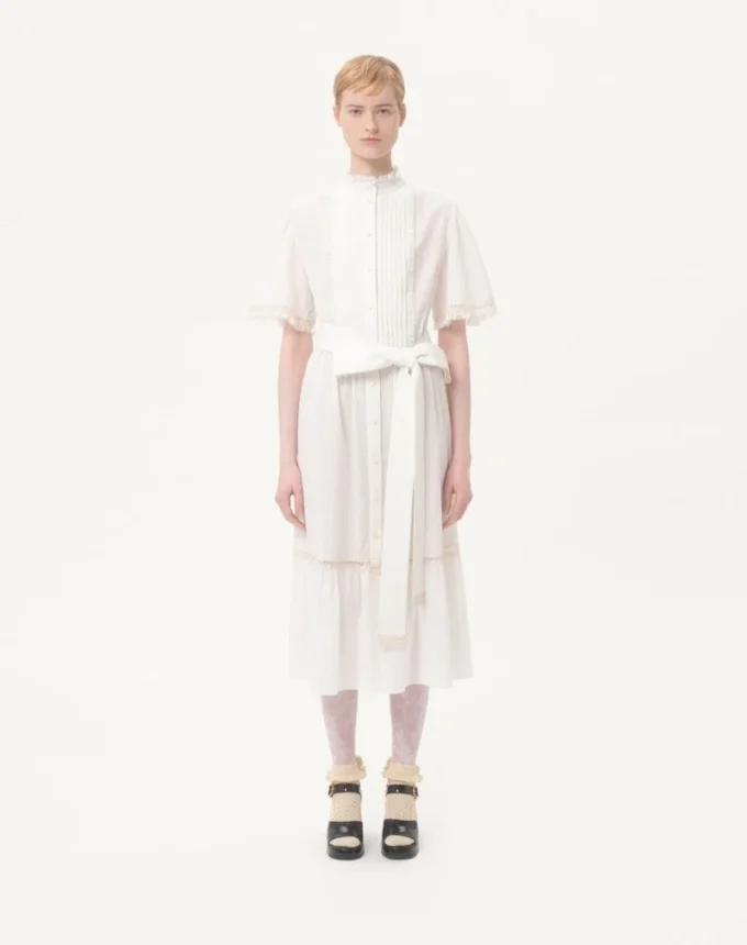 Robe midi en mousseline de coton Robe midi en mousseline de coton