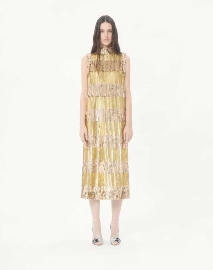 Robe midi Illusione en tulle brodé