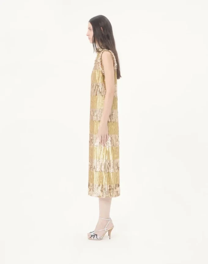 Robe midi Illusione en tulle brodé