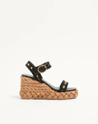 ROCKSTUD WEDGE EN CUIR DE VEAU 100 MM