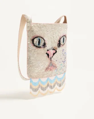 Sac à bandoulière brodé Valentino Garavani Le Chat De La Maison avec franges