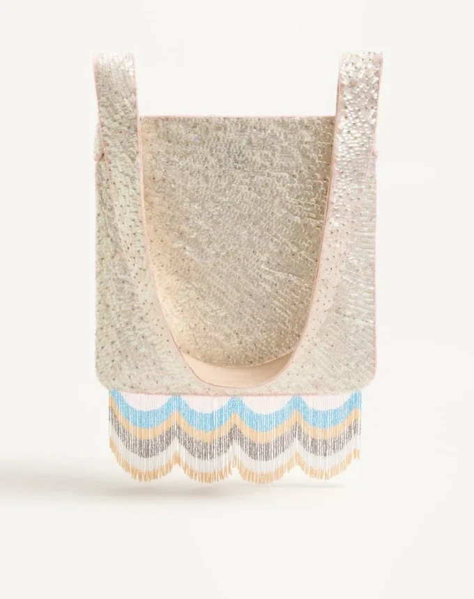 Sac à bandoulière brodé Valentino Garavani Le Chat De La Maison avec franges Sac à bandoulière brodé Valentino Garavani Le Chat De La Maison avec franges