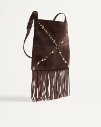 Sac à bandoulière en daim à franges Nellcôte de Valentino Garavani