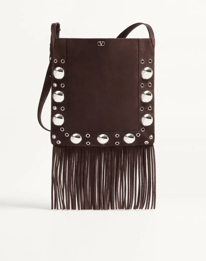 Sac à bandoulière en daim à franges Nellcôte de Valentino Garavani Sac à bandoulière en daim à franges Nellcôte de Valentino Garavani
