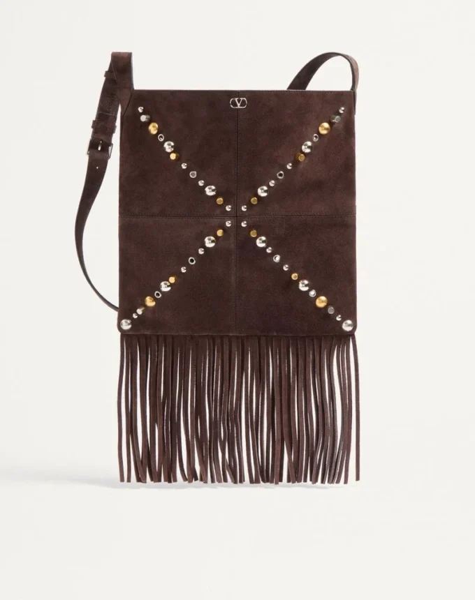 Sac à bandoulière en daim à franges Nellcôte de Valentino Garavani Sac à bandoulière en daim à franges Nellcôte de Valentino Garavani