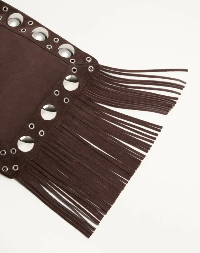 Sac à bandoulière en daim à franges Nellcôte de Valentino Garavani Sac à bandoulière en daim à franges Nellcôte de Valentino Garavani