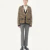 Cardigan en laine Valentino avec imprimé animalier Fauve Eclat Jacquard Cardigan en laine Valentino avec imprimé animalier Fauve Eclat Jacquard