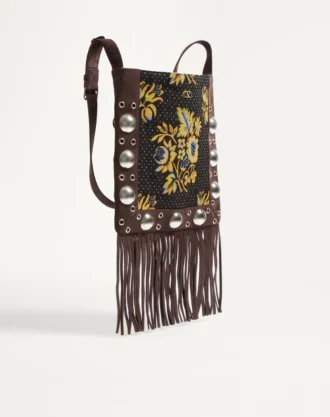 Sac à bandoulière Valentino Garavani Nellcôte en tissu jacquard avec franges Sac à bandoulière Valentino Garavani Nellcôte en tissu jacquard avec franges