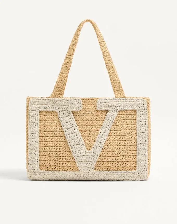 Sac cabas moyen Valentino Garavani Viva Superstar en raphia