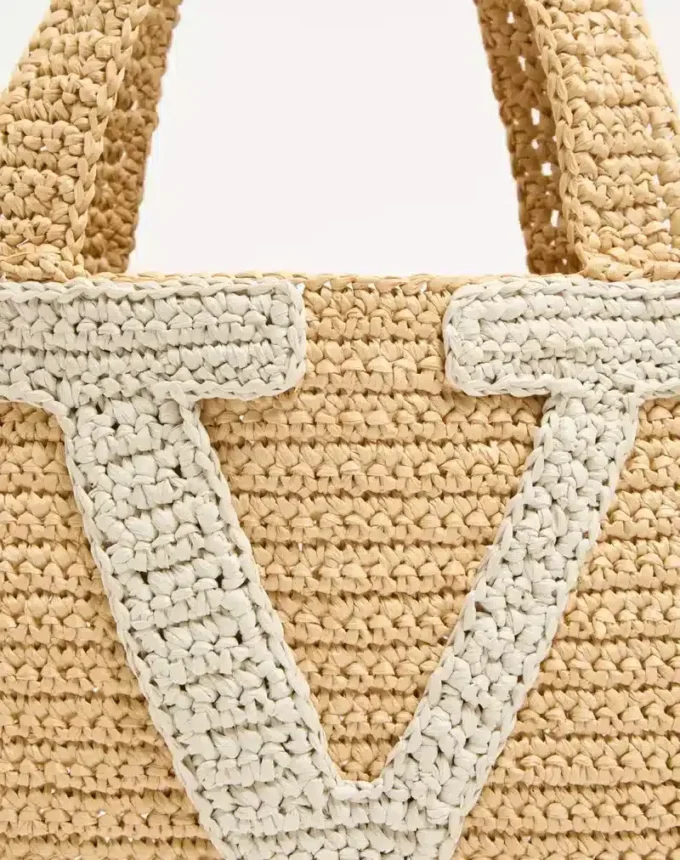 Sac cabas moyen Valentino Garavani Viva Superstar en raphia
