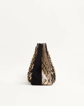 Sac cabas Valentino Garavani Laseine en python et daim à motif chevron Sac cabas Valentino Garavani Laseine en python et daim à motif chevron