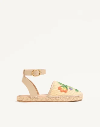 Sandales Bribri en raphia avec broderies florales