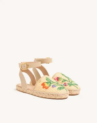 Sandales Bribri en raphia avec broderies florales