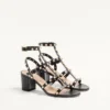 Sandales à bride cheville Rockstud en cuir de veau 60 mm