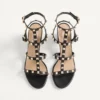 Sandales à bride cheville Rockstud en cuir de veau 60 mm