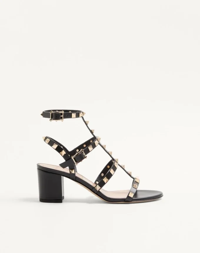Sandales à bride cheville Rockstud en cuir de veau 60 mm