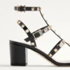 Sandales à bride cheville Rockstud en cuir de veau 60 mm