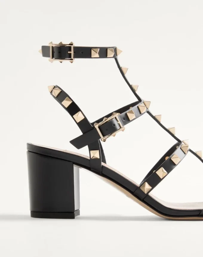 Sandales à bride cheville Rockstud en cuir de veau 60 mm