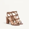 Sandales à bride cheville Rockstud en cuir de veau métallisé 90 mm
