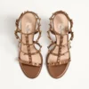 Sandales à bride cheville Rockstud en cuir de veau métallisé 90 mm