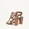 Sandales à bride cheville Rockstud en cuir de veau métallisé 90 mm