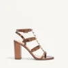 Sandales à bride cheville Rockstud en cuir de veau métallisé 90 mm