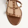 Sandales à bride cheville Rockstud en cuir de veau métallisé 90 mm