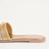 Sandales à bride en cuir métallisé avec broderie Cornely et logo VLogo Signature