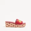 Sandales compensées en raphia Bribri avec broderies florales 65 mm