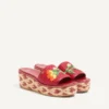 Sandales compensées en raphia Bribri avec broderies florales 65 mm
