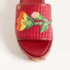 Sandales compensées en raphia Bribri avec broderies florales 65 mm