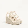 Sandales compensées à lanières en cuir de veau Rockstud 95 mm